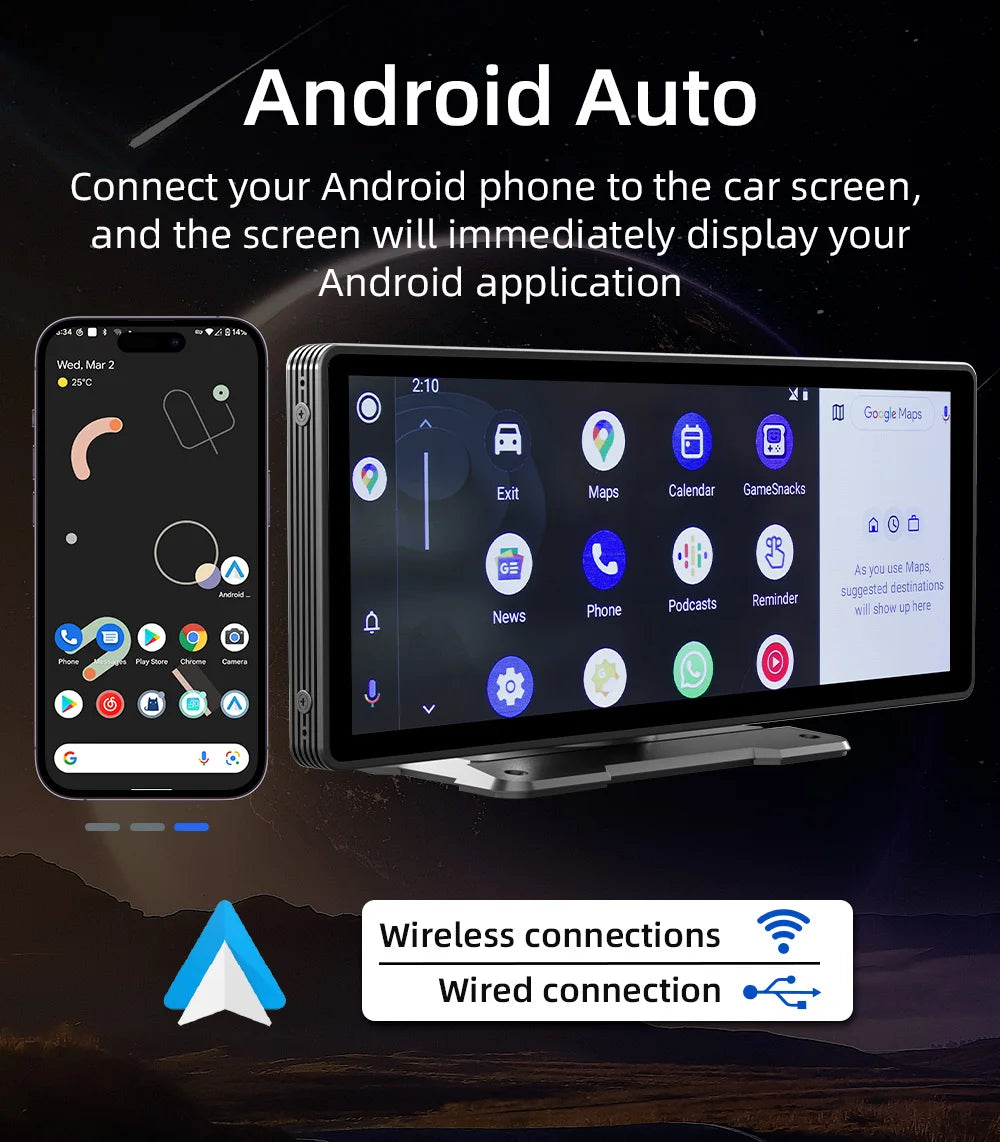 10.26 Inch Portable Wireless Carplay Screen HD