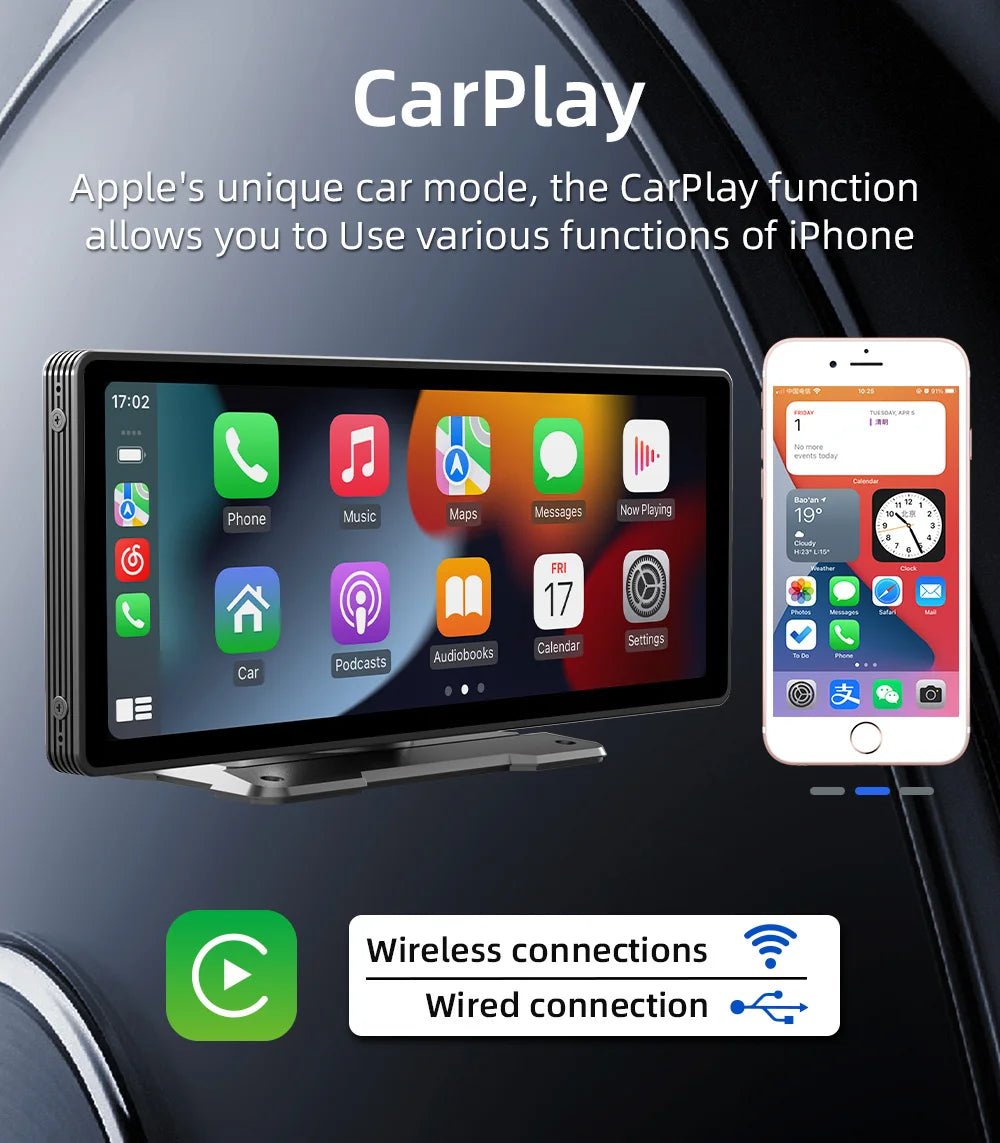 10.26 Inch Portable Wireless Carplay Screen HD